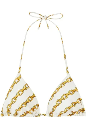 VERSACE Chain-print bikini top