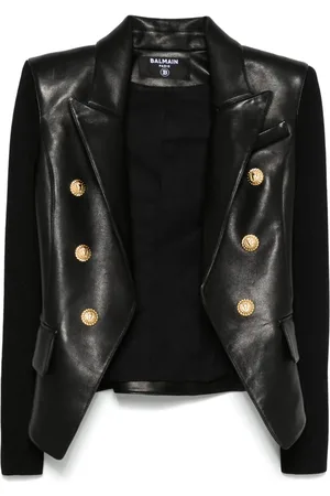 Balmain 6-button leather jacket
