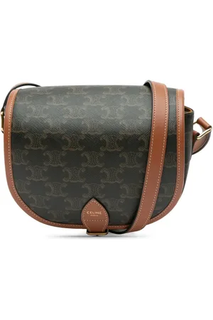 Céline 2023 Medium Triomphe Coated Canvas Folco crossbody bag