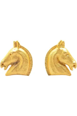 Hermès 21st Century Plated Cheval Clip On costume earrings