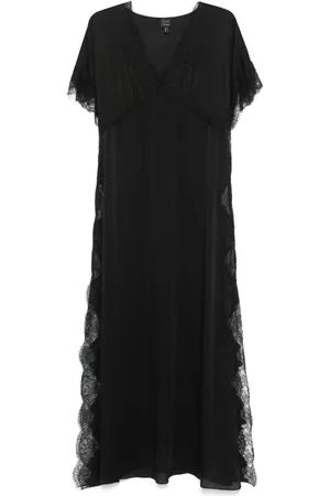 CARINE GILSON Lace-trim silk kaftan