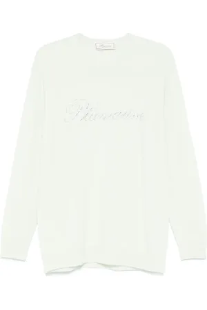 BLUMARINE Rhinestone-logo sweater