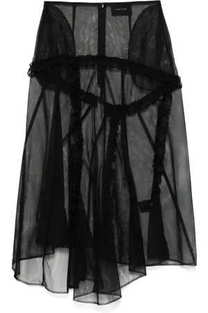 Simone Rocha Sheer ruffle-trim midi skirt
