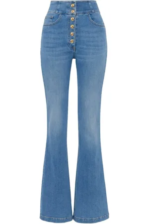 Elisabetta Franchi Logo-button flared jeans