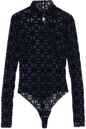 Elisabetta Franchi Flocked tulle bodysuit