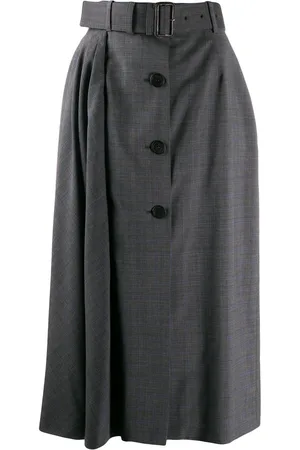 Prada Belted check midi skirt