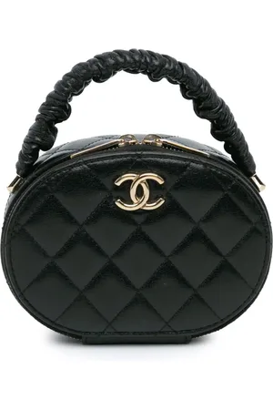 CHANEL 2021 CC Quilted Lambskin Oval Top Handle Clutch handbag