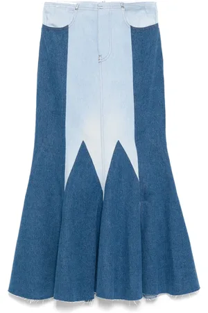 Conner Ives The Reconstituted Denim Godet Maxi skirt
