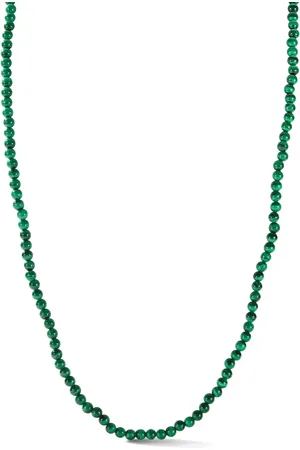 Mateo 14K yellow gold beaded malachite necklace
