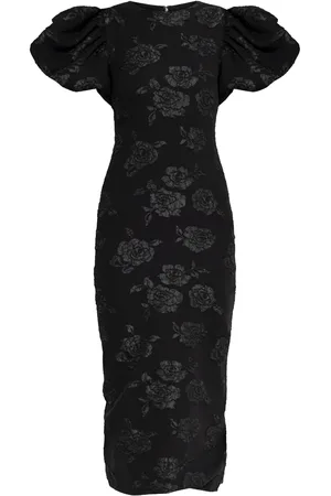 ROTATE Jacquard-pattern midi dress