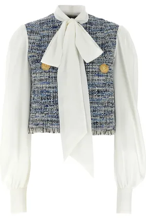 Balmain Tweed-panel blouse