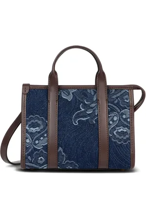 Etro Mini floral-jacquard denim tote bag