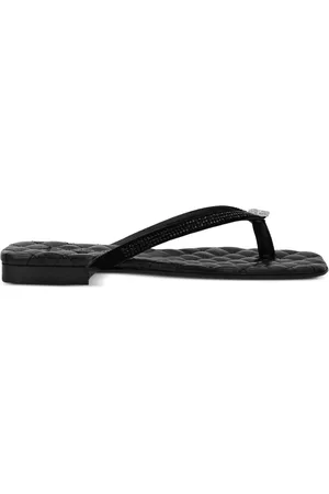 Philipp Plein Crystal leather flip flops