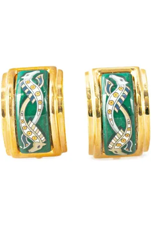 Hermès 20th Century Enamel Cloisonne Clip On costume earrings