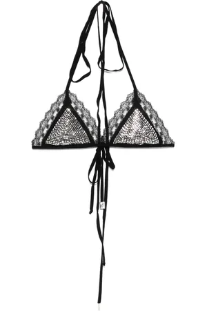 The Attico Rhinestone-detailed bikini top