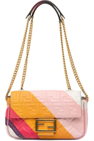 Fendi 2010-2024 Zucca Embossed Chain Midi Baguette shoulder bag