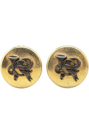 Hermès 20th Century Plated Horn Sellier Clip On Earrings costume earrings