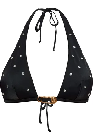 VERSACE Crystal-embellished bikini top