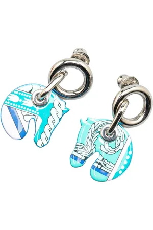 Hermès 21st Century Enamel Tatersale Push Back costume earrings