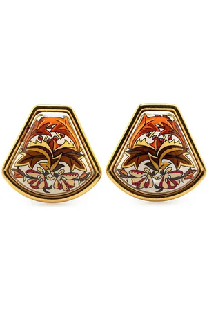Hermès 20th Century Enamel Cloisonne Clip On costume earrings