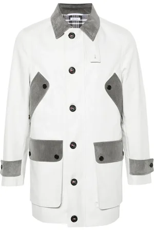 Thom Browne Corduroy-trim single-breasted coat