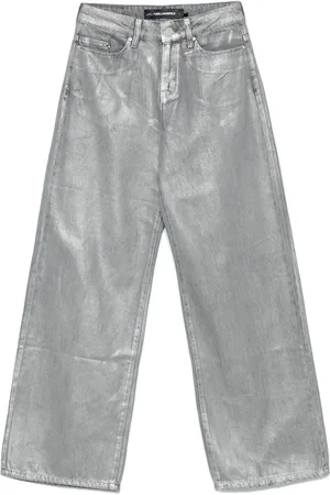 Karl Lagerfeld Wide-leg metallic jeans