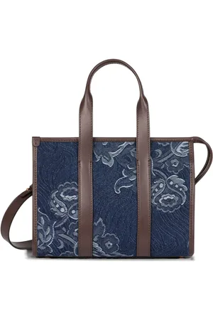 Etro Floral-jacquard denim tote bag