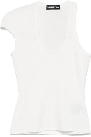 DAVID KOMA Asymmetric-sleeve tank top