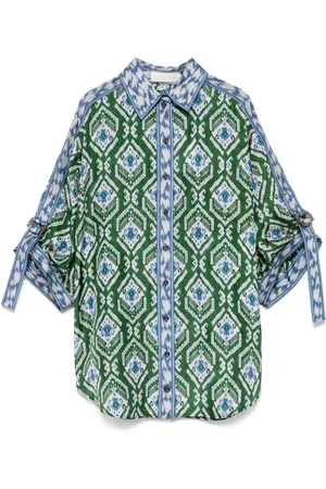ZIMMERMANN Green Wylie Silk Relaxed Fit Shirt