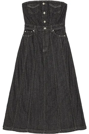 Ganni Fluffy denim midi dress