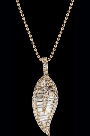 Anita 18K rose large leaf diamond necklace