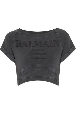 Balmain Couture-embroidered cropped T-shirt