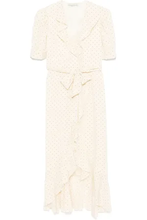 Alessandra Rich Polka-dot wrap midi dress