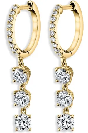 Anita 18K yellow diamond drop huggie earrings