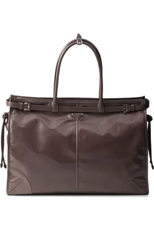 Prada Triangle-logo leather tote bag