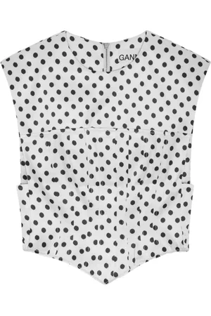 Ganni Polka dot-print corset top