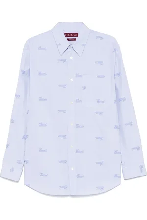 Gucci Embroidered-logo striped shirt
