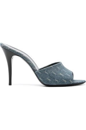 Saint Laurent 110mm logo denim mules