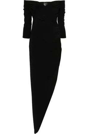 Norma Kamali Side-drape off-shoulder gown