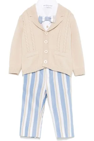 COLORICHIARI Striped trousers, shirt and cardigan set