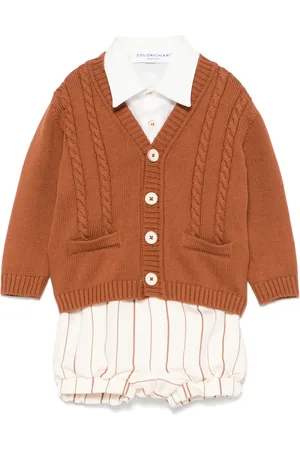 COLORICHIARI Striped shorts, shirt and cardigan set
