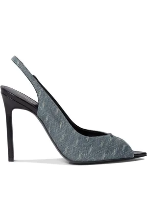 Saint Laurent YSL logo-print heeled pumps