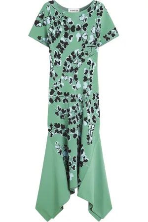 Lanvin Floral-intarsia midi dress