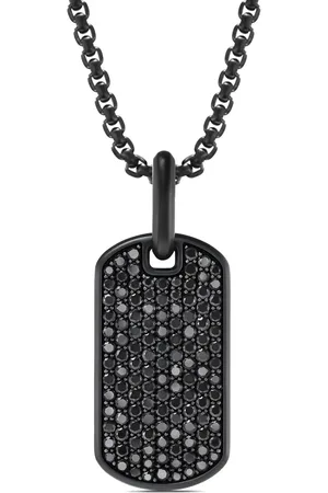 David Yurman Sterling silver Chevron diamond tag (27mm)