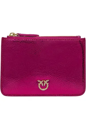 Pinko Metallic-finish leather wallet