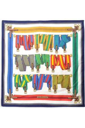 Hermès 1990s Les Sangles by J.Metz silk scarf