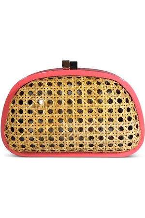 SERPUI Mia woven-wicker clutch bag