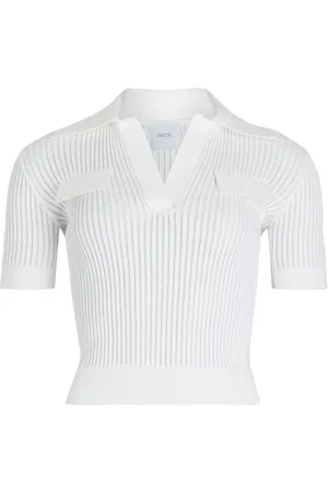 Patou Ribbed knit polo top