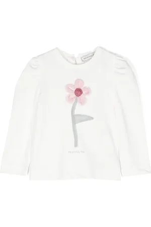 MONNALISA Flower Pie De Poul cotton T-shirt