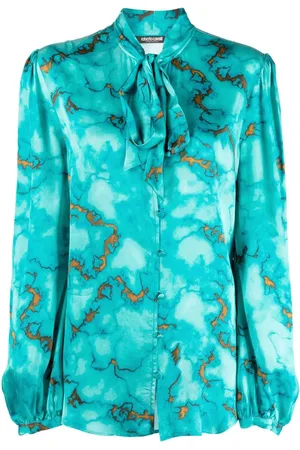 Roberto Cavalli Tie-neck abstract-print blouse